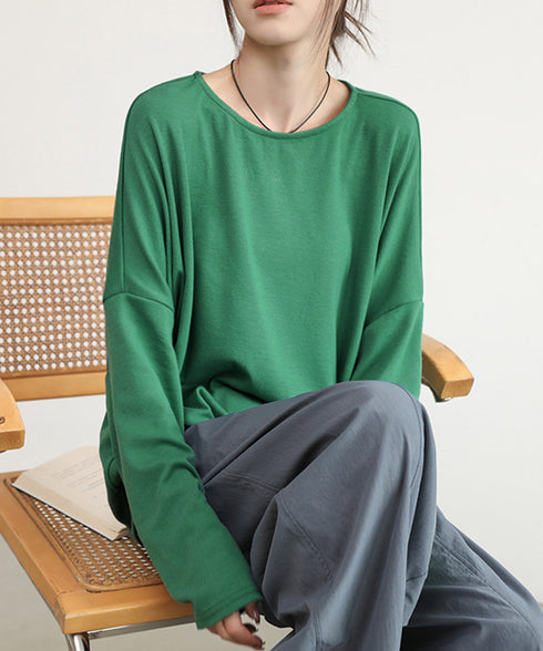 ドルマンスリーブロンTゆったりカットソー レディース オーバーサイズロングTシャツ 落ち感秋服 大人可愛いプルオーバー クルーネックトップス長袖 抜け感体型カバー 2SHENSHI-002